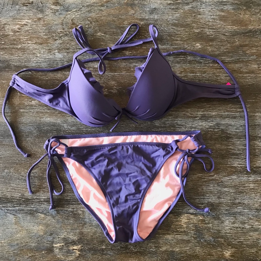 Victoria’s Secret Purple Ruffle Trim Bikini Set